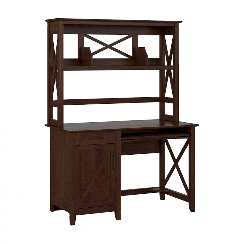 Key West 48W Small Computer Desk with Hutch by