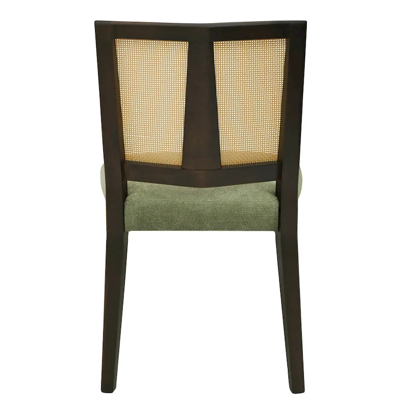 - Oliver Mid-Century Rattan Back Upholstered Dining Chair Set of 2
