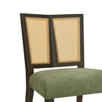 - Oliver Mid-Century Rattan Back Upholstered Dining Chair Set of 2