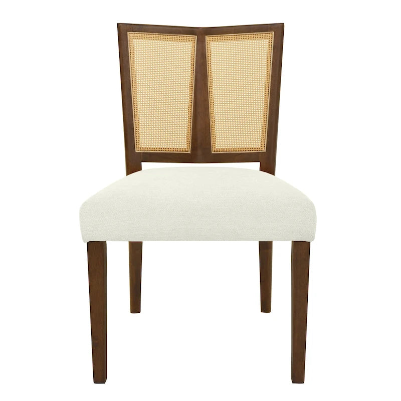 - Oliver Mid-Century Rattan Back Upholstered Dining Chair Set of 2