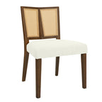 - Oliver Mid-Century Rattan Back Upholstered Dining Chair Set of 2