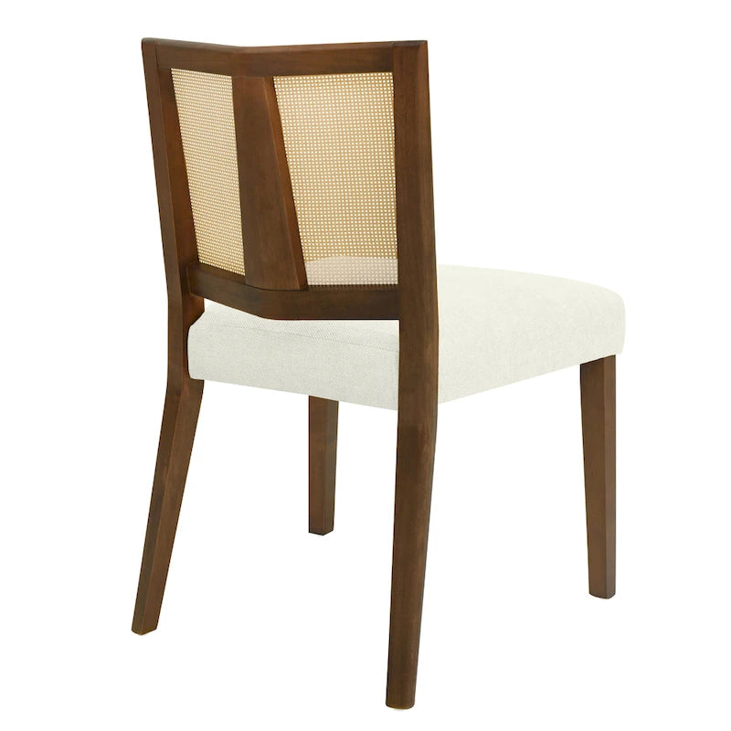 - Oliver Mid-Century Rattan Back Upholstered Dining Chair Set of 2