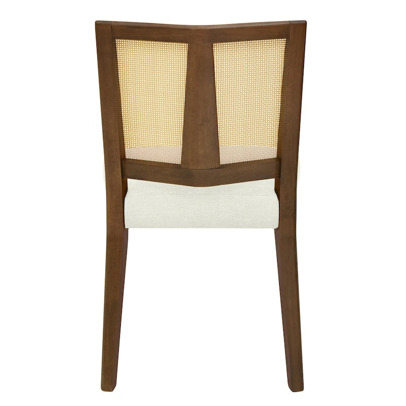 - Oliver Mid-Century Rattan Back Upholstered Dining Chair Set of 2