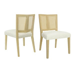 - Oliver Mid-Century Rattan Back Upholstered Dining Chair Set of 2