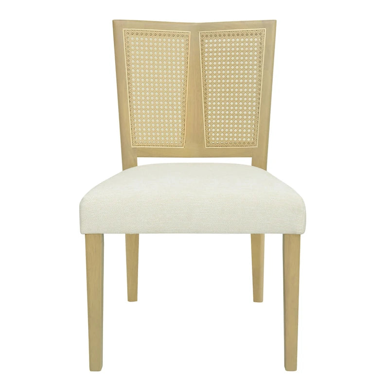 - Oliver Mid-Century Rattan Back Upholstered Dining Chair Set of 2