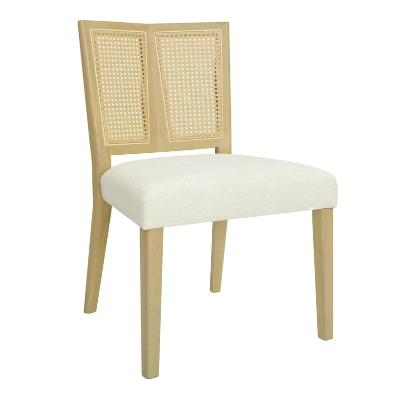 - Oliver Mid-Century Rattan Back Upholstered Dining Chair Set of 2
