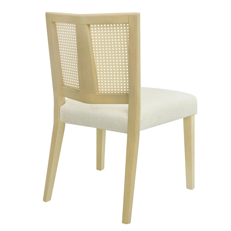 - Oliver Mid-Century Rattan Back Upholstered Dining Chair Set of 2