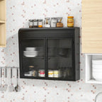 2-Door Wall-Mounted Metal Storage Cabinet with Tempered Glass Doors & Shelves for Bathroom, Kitchen, Living Room & Office