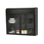 2-Door Wall-Mounted Metal Storage Cabinet with Tempered Glass Doors & Shelves for Bathroom, Kitchen, Living Room & Office