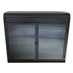 2-Door Wall-Mounted Metal Storage Cabinet with Tempered Glass Doors & Shelves for Bathroom, Kitchen, Living Room & Office