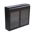 2-Door Wall-Mounted Metal Storage Cabinet with Tempered Glass Doors & Shelves for Bathroom, Kitchen, Living Room & Office