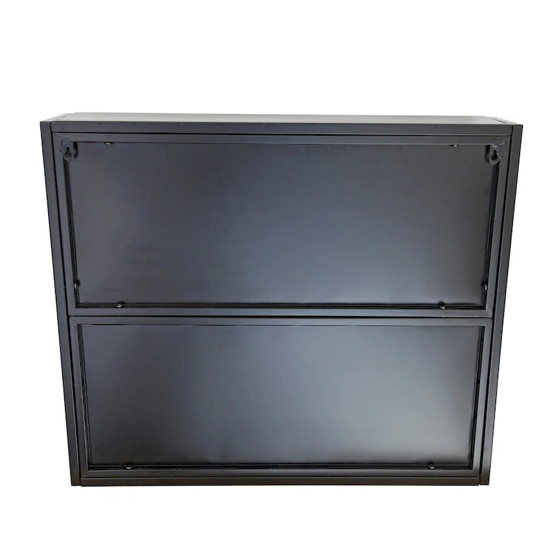 2-Door Wall-Mounted Metal Storage Cabinet with Tempered Glass Doors & Shelves for Bathroom, Kitchen, Living Room & Office