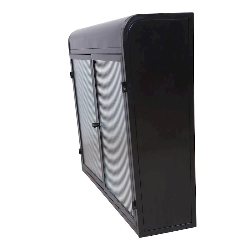 2-Door Wall-Mounted Metal Storage Cabinet with Tempered Glass Doors & Shelves for Bathroom, Kitchen, Living Room & Office