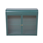 2-Door Wall-Mounted Metal Storage Cabinet with Tempered Glass Doors & Shelves for Bathroom, Kitchen, Living Room & Office