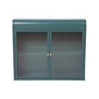 2-Door Wall-Mounted Metal Storage Cabinet with Tempered Glass Doors & Shelves for Bathroom, Kitchen, Living Room & Office