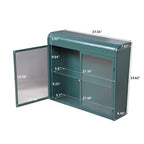 2-Door Wall-Mounted Metal Storage Cabinet with Tempered Glass Doors & Shelves for Bathroom, Kitchen, Living Room & Office