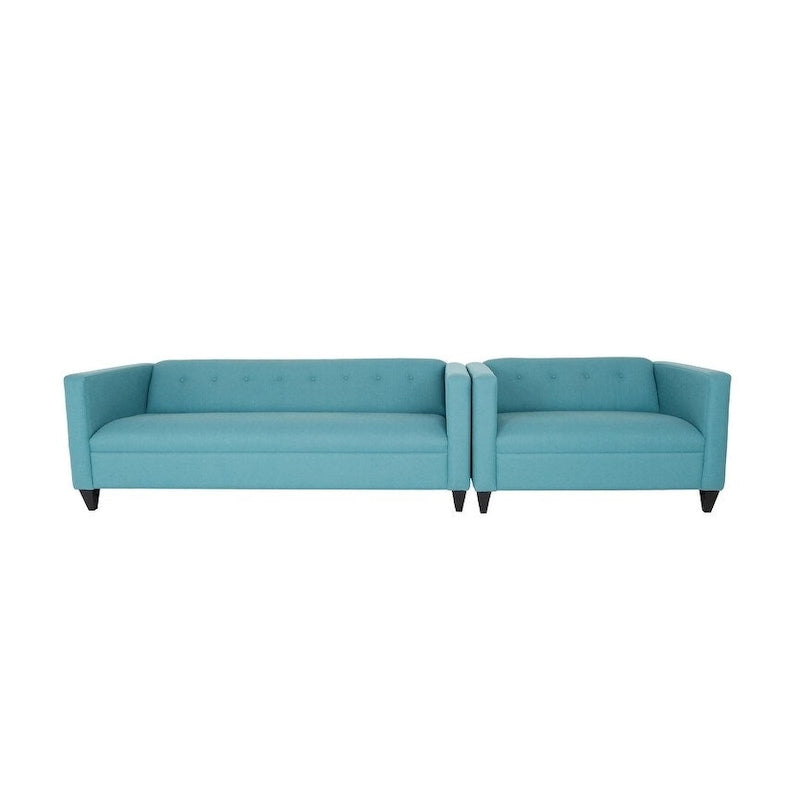 Contemporary Loveseat and Sofa Set Polyester Nylon Solid Wood Frame Upholstered