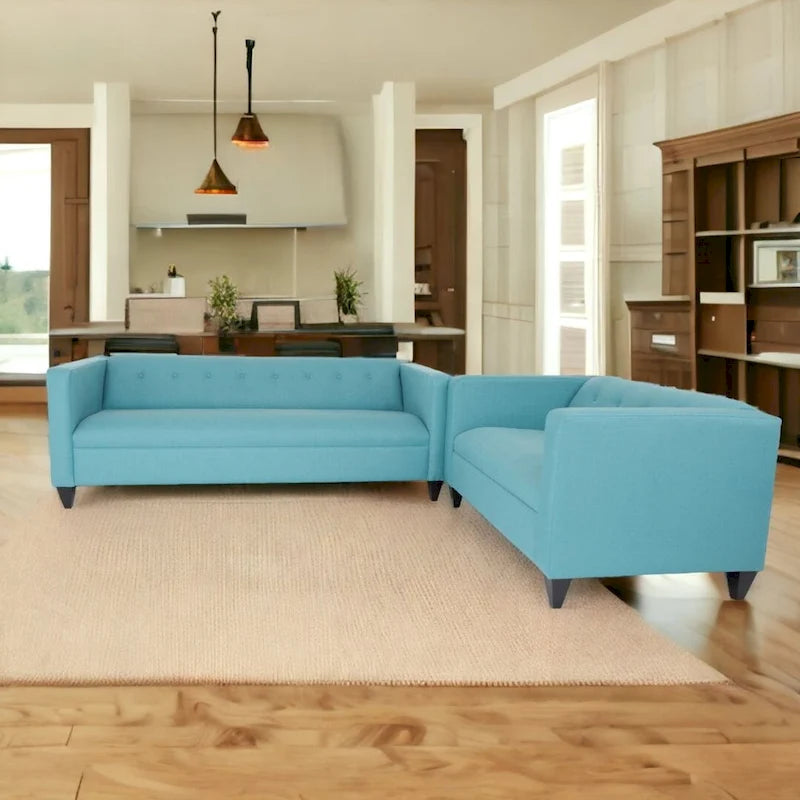 Contemporary Loveseat and Sofa Set Polyester Nylon Solid Wood Frame Upholstered