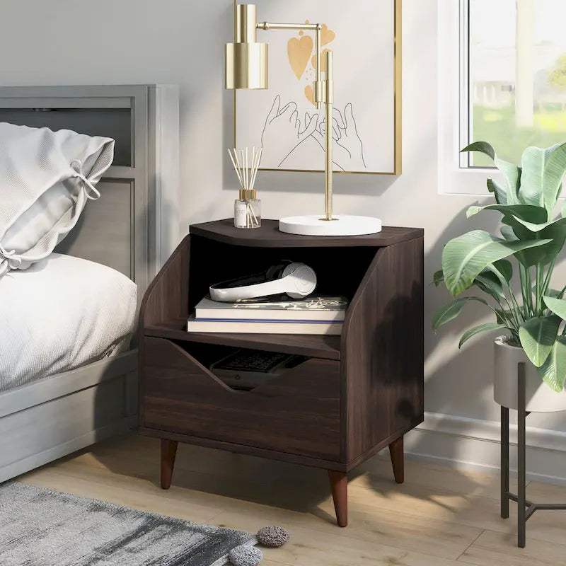 DH BASIC Mid-century Modern 20-inch 1-Shelf and 1-Drawer End Table by 