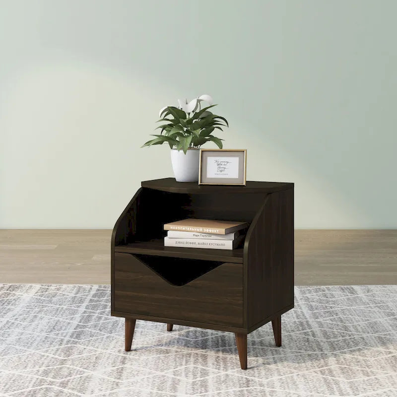 DH BASIC Mid-century Modern 20-inch 1-Shelf and 1-Drawer End Table by