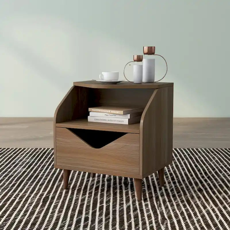 DH BASIC Mid-century Modern 20-inch 1-Shelf and 1-Drawer End Table by