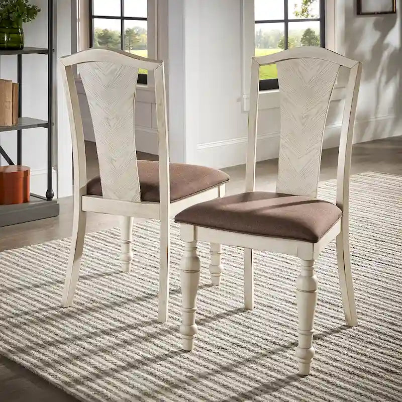 Dual-tone Solid Rubberwood Round Dining Table Set by