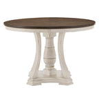 Dual-tone Solid Rubberwood Round Dining Table Set by