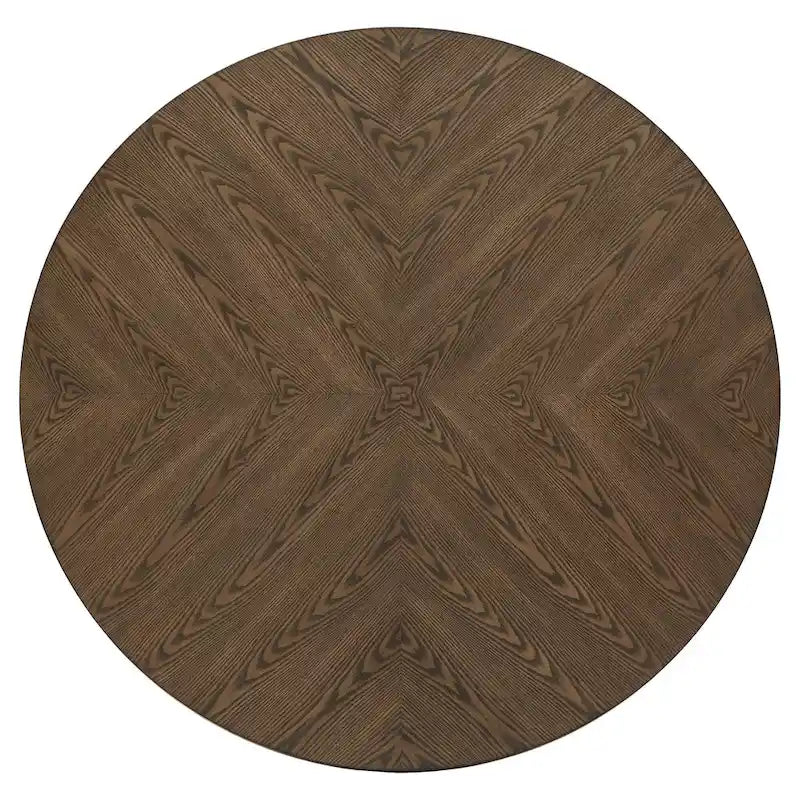 Dual-tone Solid Rubberwood Round Dining Table Set by