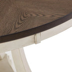 Dual-tone Solid Rubberwood Round Dining Table Set by