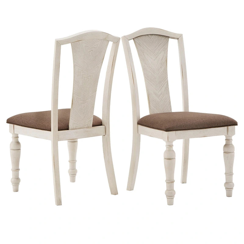 Dual-tone Solid Rubberwood Round Dining Table Set by