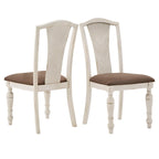 Dual-tone Solid Rubberwood Round Dining Table Set by
