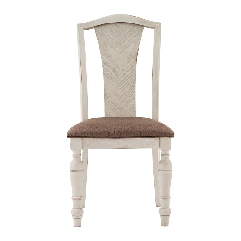 Dual-tone Solid Rubberwood Round Dining Table Set by