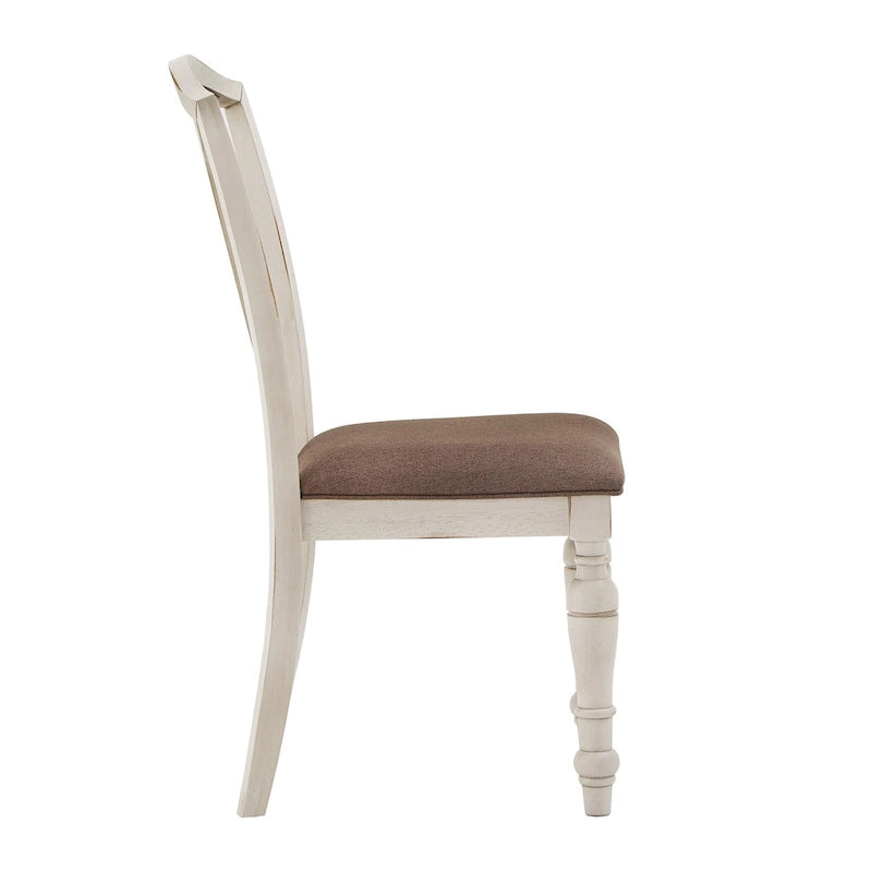 Dual-tone Solid Rubberwood Round Dining Table Set by