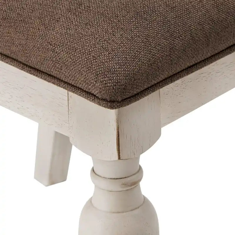 Dual-tone Solid Rubberwood Round Dining Table Set by