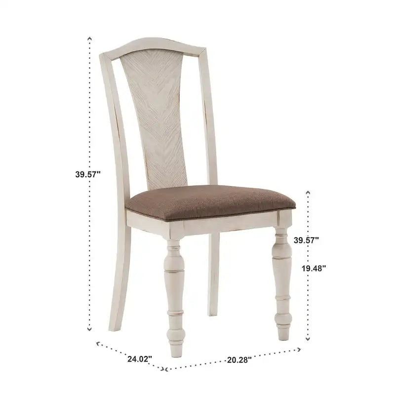 Dual-tone Solid Rubberwood Round Dining Table Set by
