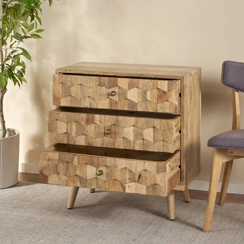 Latona Mid-Century Modern Handcrafted Mango Wood 3 Drawer Chest by 