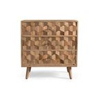 Mid-Century Modern Handcrafted Mango Wood 3 Drawer Chest by