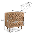 Mid-Century Modern Handcrafted Mango Wood 3 Drawer Chest by