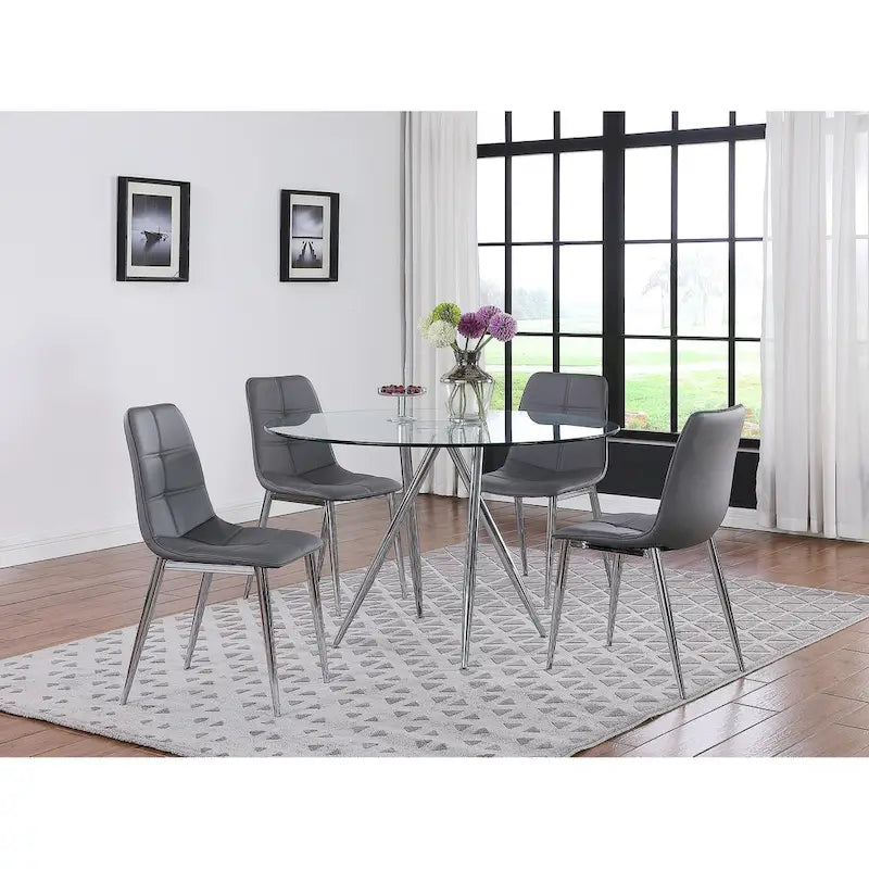  47 Round Glass Table with Tapered Art Deco Base