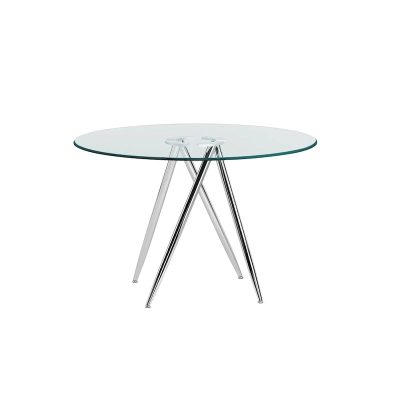 47 Round Glass Table with Tapered Art Deco Base