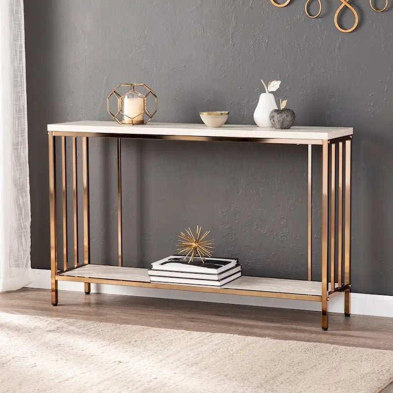  Ham Faux Stone Console Table