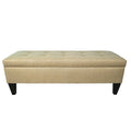 10 Button Tufted Long Storage Bench Ottoman