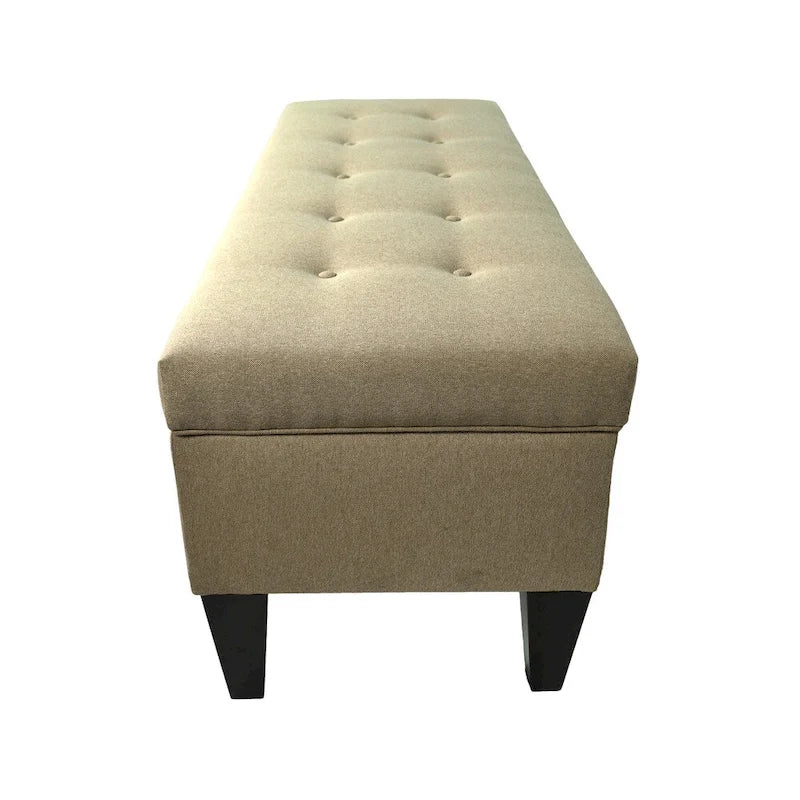 10 Button Tufted Long Storage Bench Ottoman