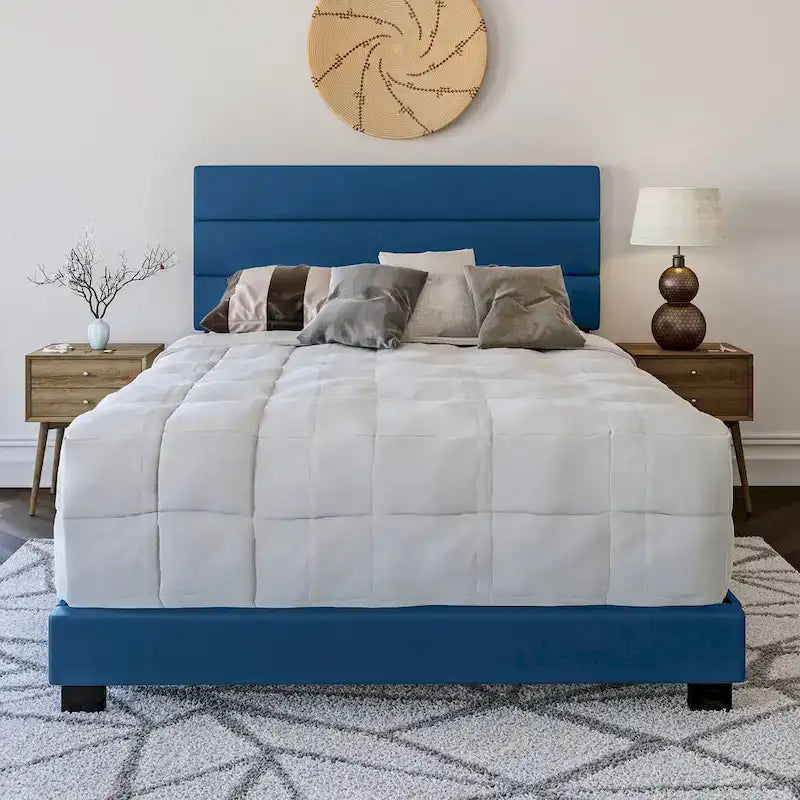  Napoli Upholstered Faux Leather Bed Frame with Headboard