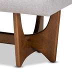 Mid-Century Modern Fabric Upholstered Walnut Finished Bench - 17.9 High x 48.8 Wide x 18.3 Deep
