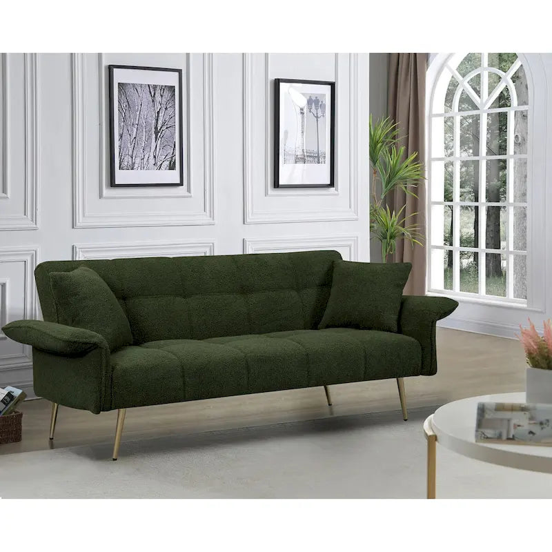 70.1 futon sofa bed, convertible double sofa bed with folding armrests for living rooms and small Spaces