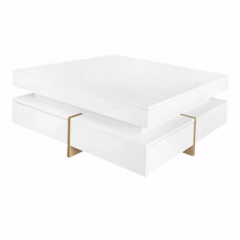 Stylish High Gloss Coffee Table with 4 Drawers