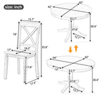 5-Piece Dining Round Extendable Table Set with 4 Chairs