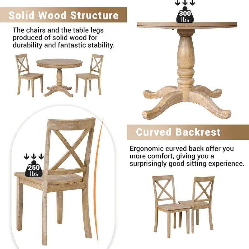 5-Piece Dining Round Extendable Table Set with 4 Chairs