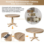 5-Piece Dining Round Extendable Table Set with 4 Chairs